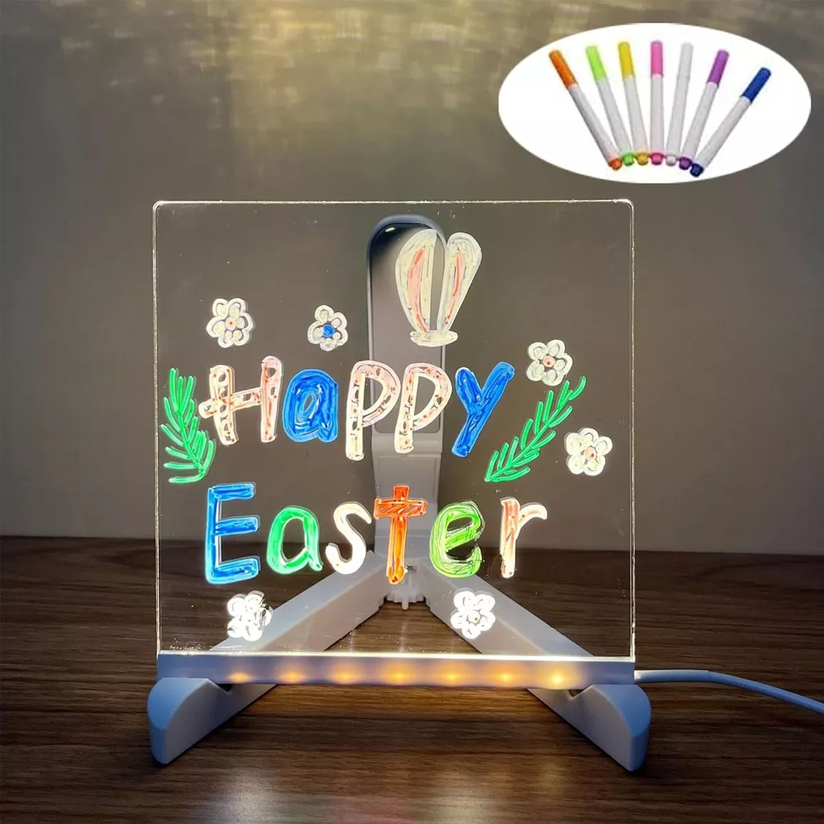 Pizarra Magica Luminosa 15x15 Cm Luz Led Usb Acrilico - Imagen 2