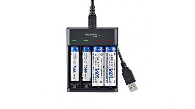 Cargador Rápido De Pilas AA - AAA CH4 Netmak - Imagen 2