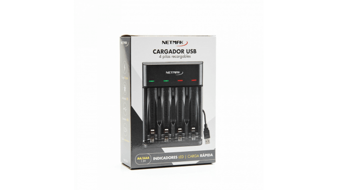 Cargador Rápido De Pilas AA - AAA CH4 Netmak - Imagen 5