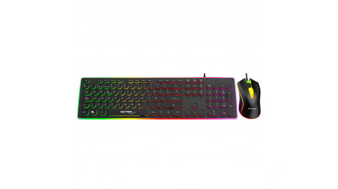 Combo Multimedia Rgb Gamer Teclado + Mouse Teclas Redondas Vortex Netmak