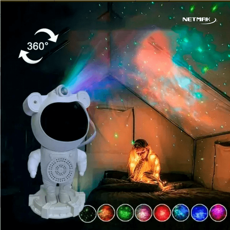 Lampara Proyector Astronauta Bluetooth Con Parlante Astro Netmak - Imagen 3
