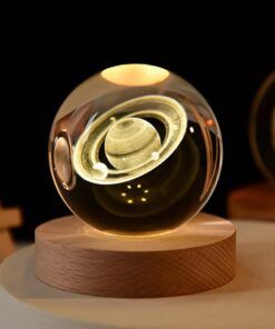 Luz De Noche Esfera De Cristal Saturno 3D Led Usb