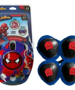 Kit Seguridad Con Casco + Protecciones Spiderman