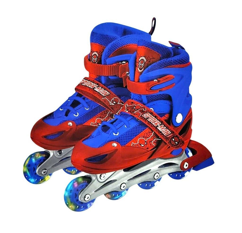 Rollers Spiderman 3 En 1 Ruedas Intercambiables y Luces + Kit de Protección Talle M