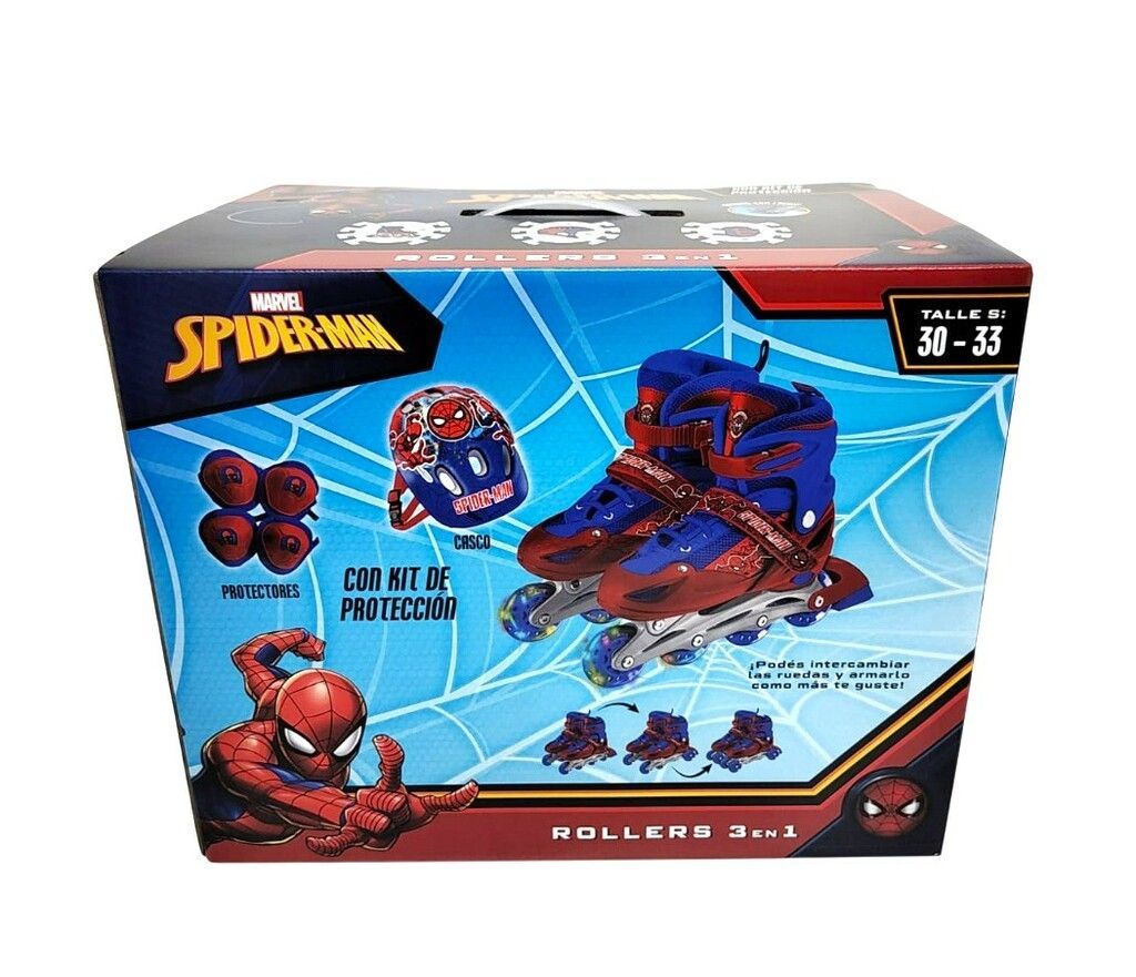 Rollers Spiderman 3 En 1 Ruedas Intercambiables y Luces + Kit de Protección Talle M - Imagen 6