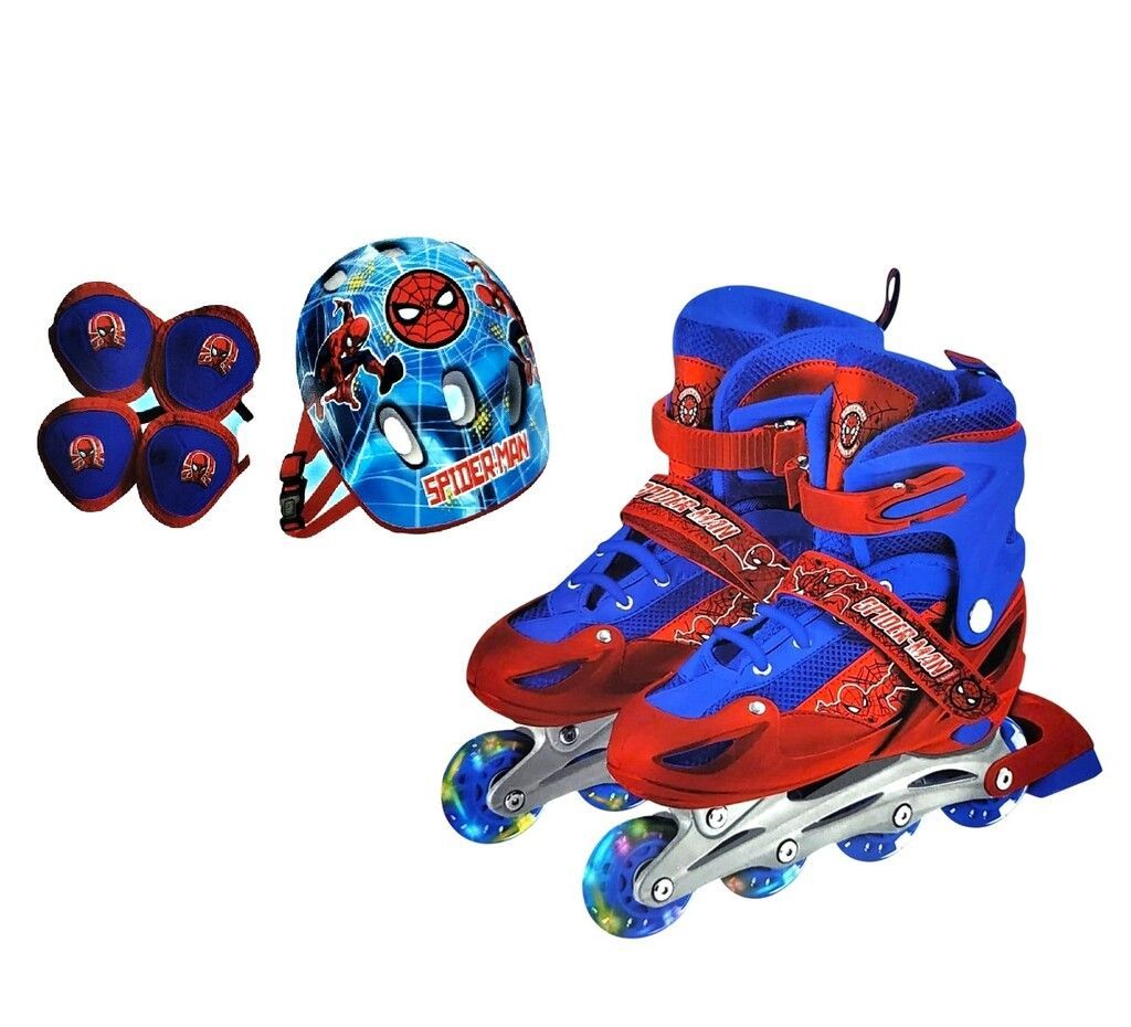 Rollers Spiderman 3 En 1 Ruedas Intercambiables y Luces + Kit de Protección Talle M - Imagen 2