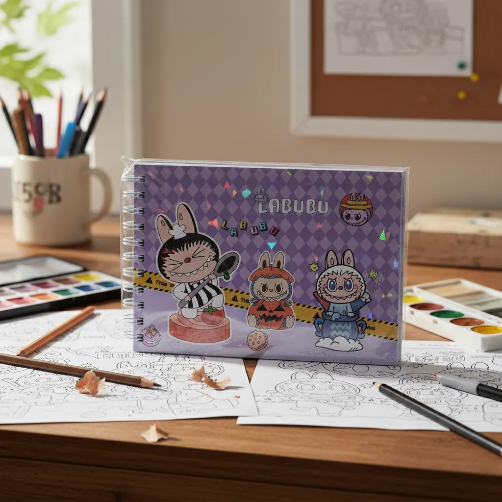 Libro Cuaderno Para Pintar De Labubu A5 50 Hojas