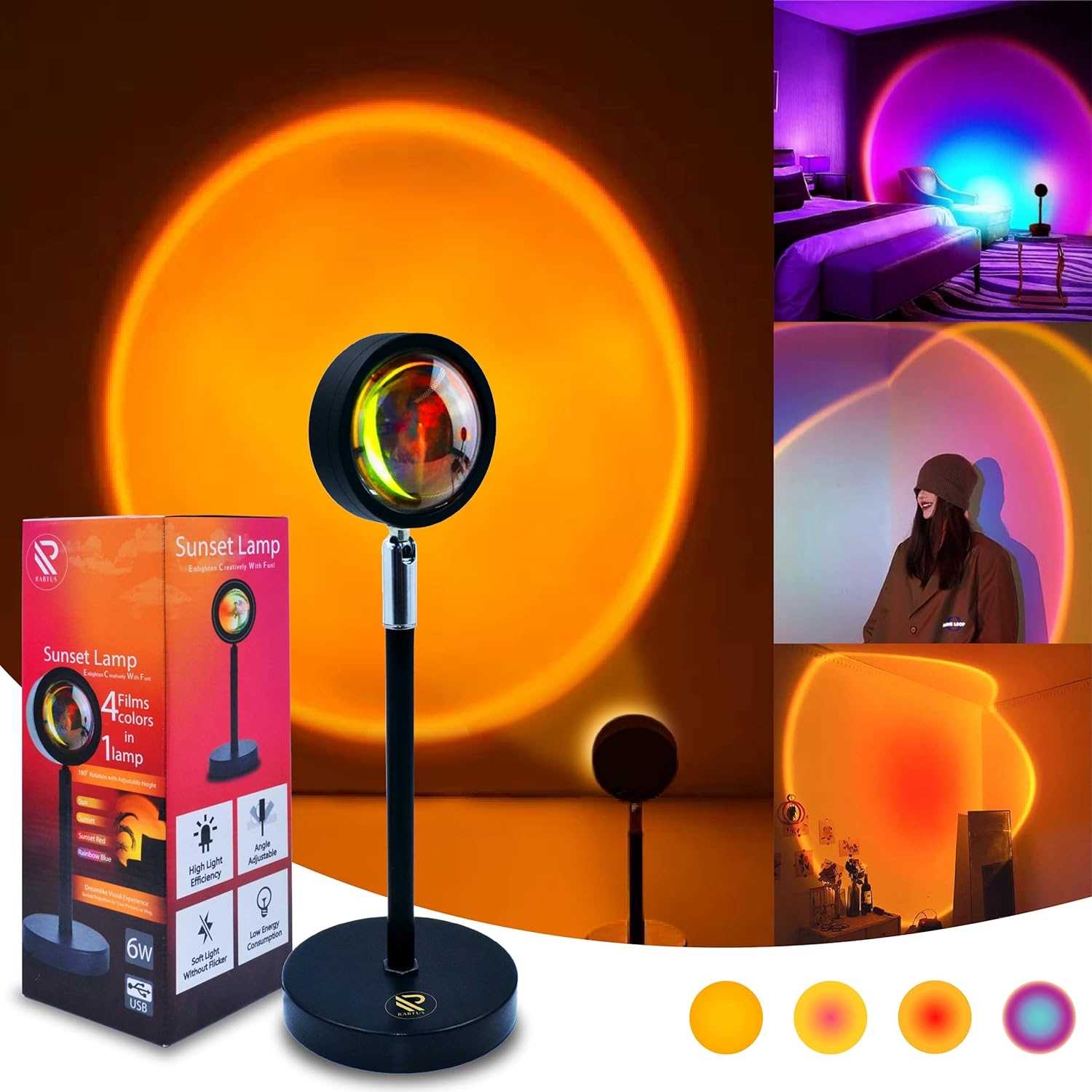 Lampara Led Sun Atardecer Colores con Control - Imagen 4