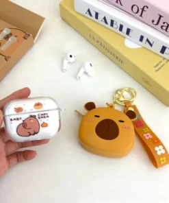 Auriculares Bluetooth Capibara colores con llavero cartera - Imagen 3
