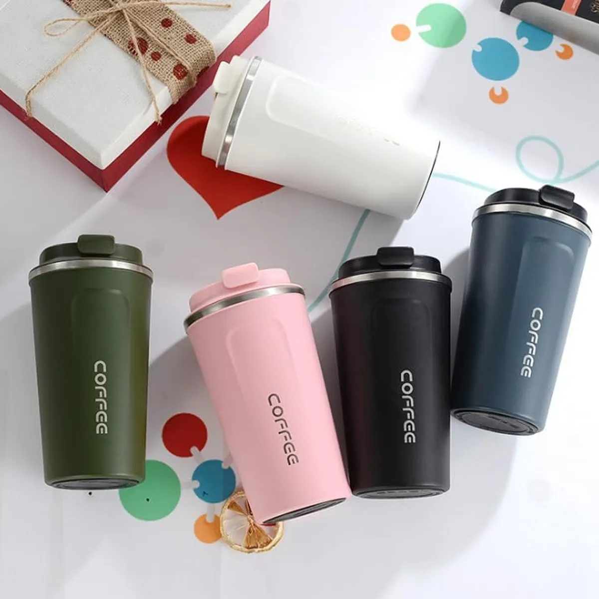 Vaso Termico 500ml Acero Inoxidable Blanco - Imagen 3