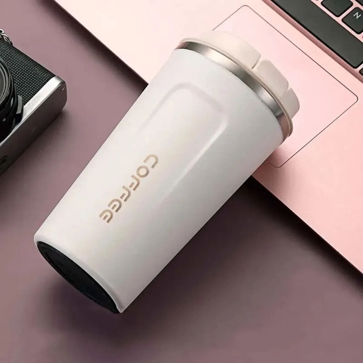 Vaso Termico 500ml Acero Inoxidable Blanco