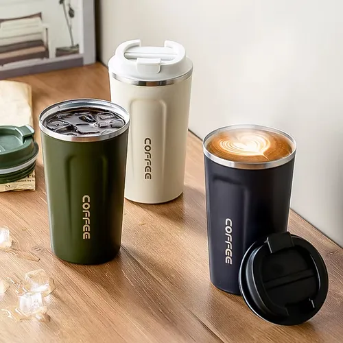 Vaso Termico 500ml Acero Inoxidable Blanco - Imagen 4
