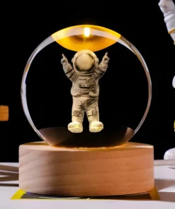 Luz De Noche Esfera De Cristal Astronauta 3D Led Usb