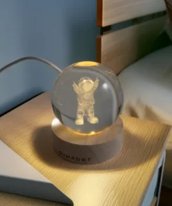Luz De Noche Esfera De Cristal Astronauta 3D Led Usb - Imagen 2
