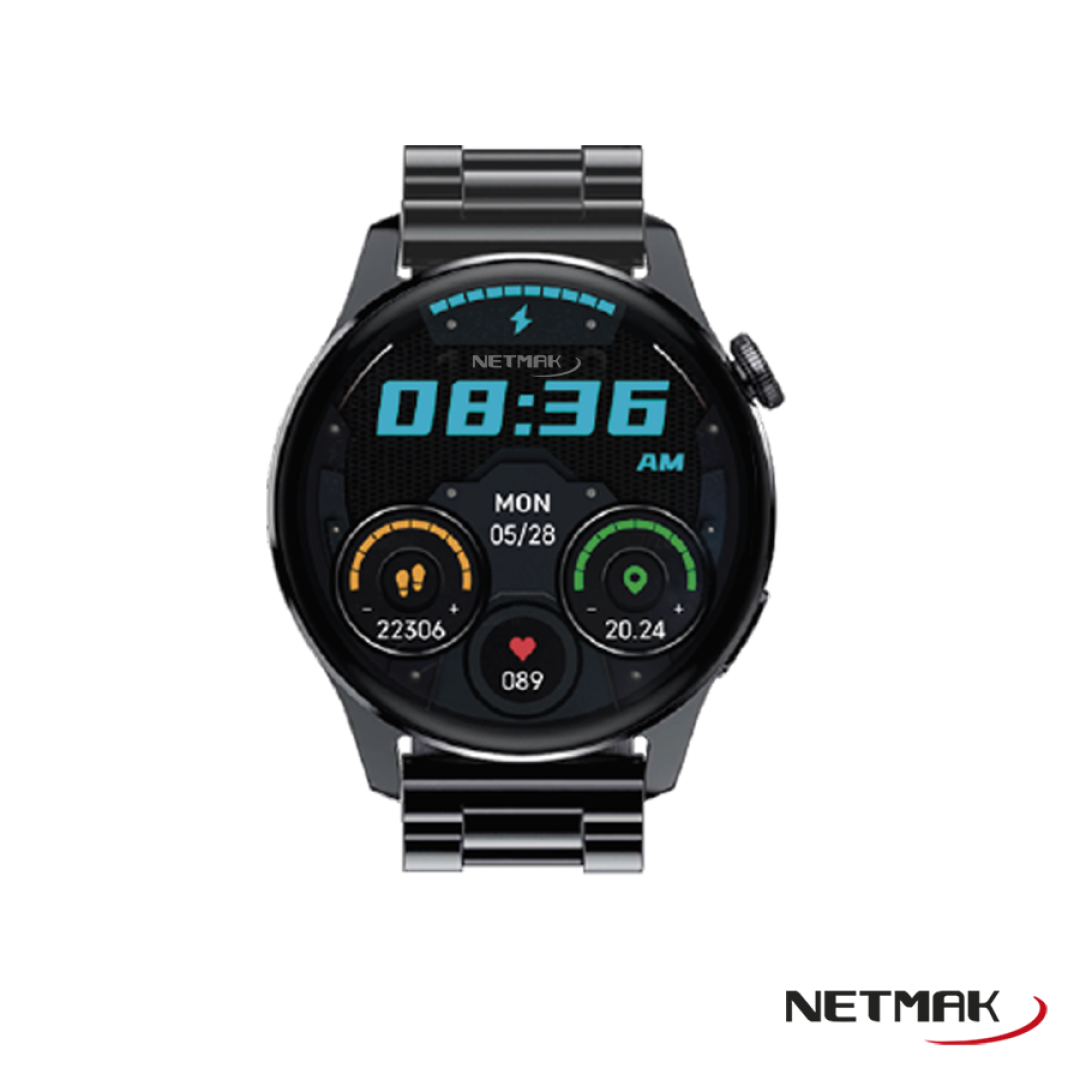 Reloj Pulsera Smartwatch Bt Elite Redondo Negro Netmak