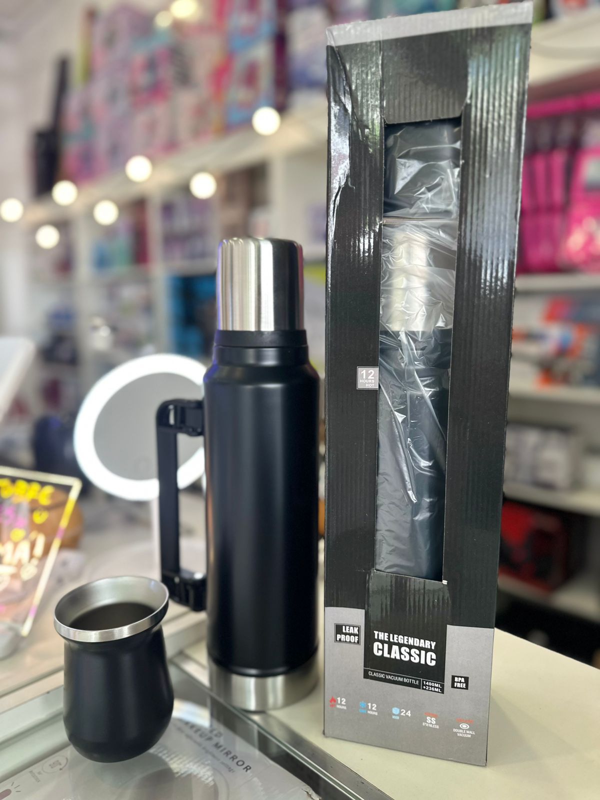 Termo 1.4l Acero Inox + Mate 236ml Colores