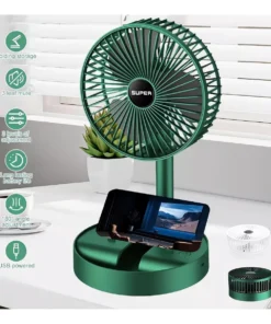 Ventilador Usb Recargable114009 Xm66 Plegable Verde Oscuro