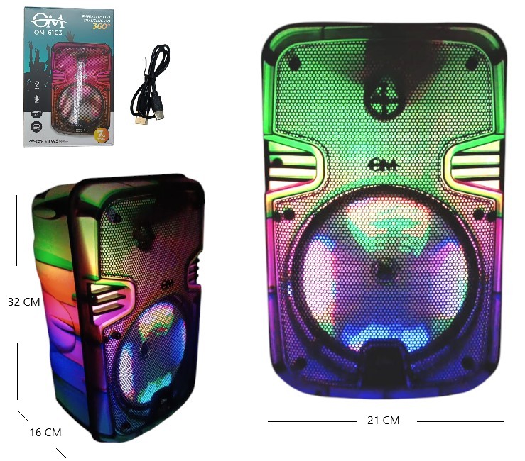 Parlante Bluetooth 360 Led 6.5" OM 6103 - Imagen 2