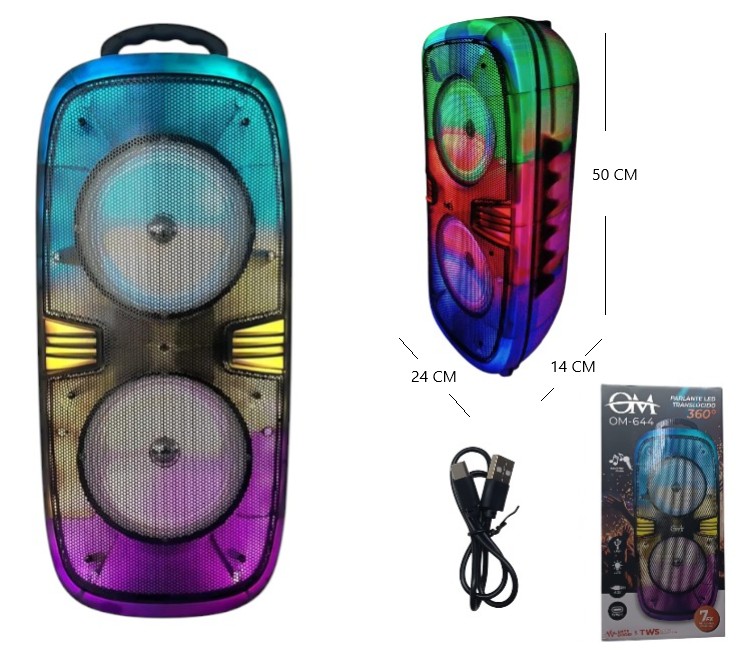 Parlante Bluetooth Karaoke 360 Led 6.5" x 2 OM 644