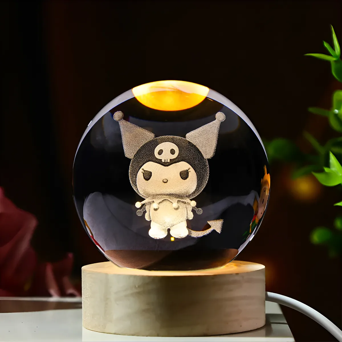 Luz De Noche Esfera De Cristal Kuromi 6cm