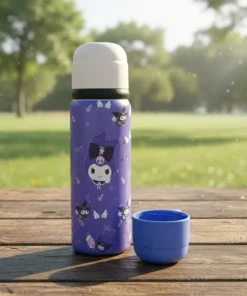 Botella  Termica Acero Inox 550ml Kuromi con Taza Blanca
