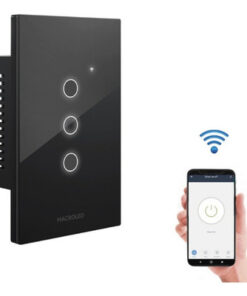 Llave De Luz Negro Inteligente Con Wi-Fi Onica Smart Vidrio 3 Módulos