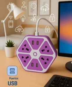 Zapatilla Flor 5 Bocas + 2 Usb