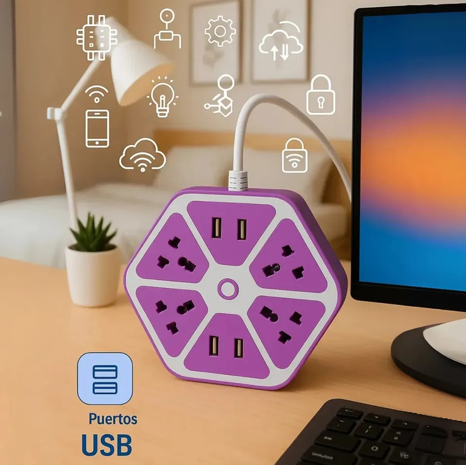 Zapatilla Flor 5 Bocas + 2 Usb
