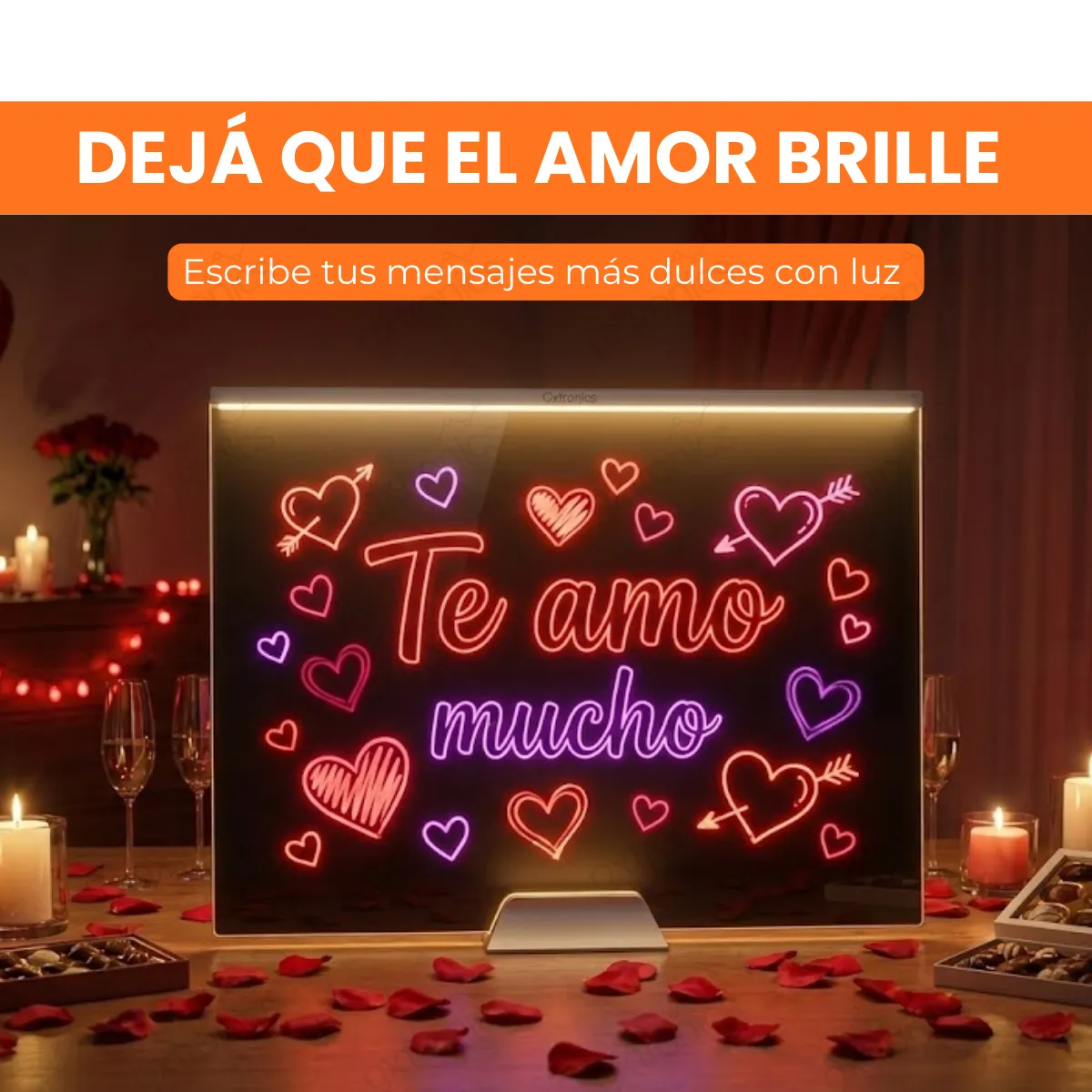 Pizarra Magica Luminosa 40x30 Cm Luz Led Usb Acrilico - Imagen 3