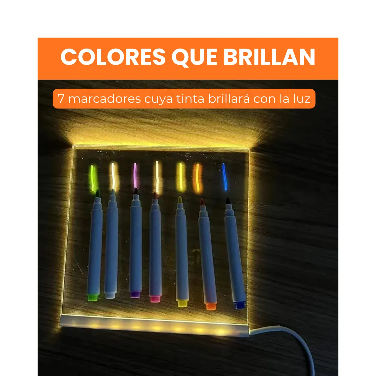 Pizarra Magica Luminosa 40x30 Cm Luz Led Usb Acrilico - Imagen 5