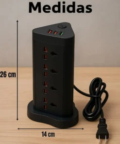 Torre Carga Zapatilla 12 Bocas + 1 Tipo C + 2 Usb 2200w Om - Imagen 3