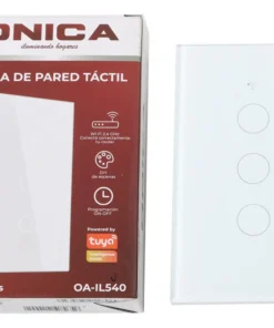 Llave De Luz Blanca Inteligente Con Wi-Fi Onica Smart Vidrio 3 Módulos - Imagen 2