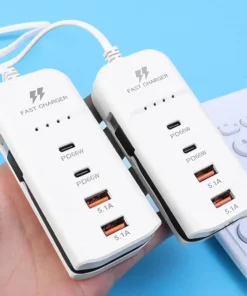 Mini Zapatilla Hub 2 Tipo C 66w + 2 Usb 5.1a 220v + Tipo C - Imagen 2