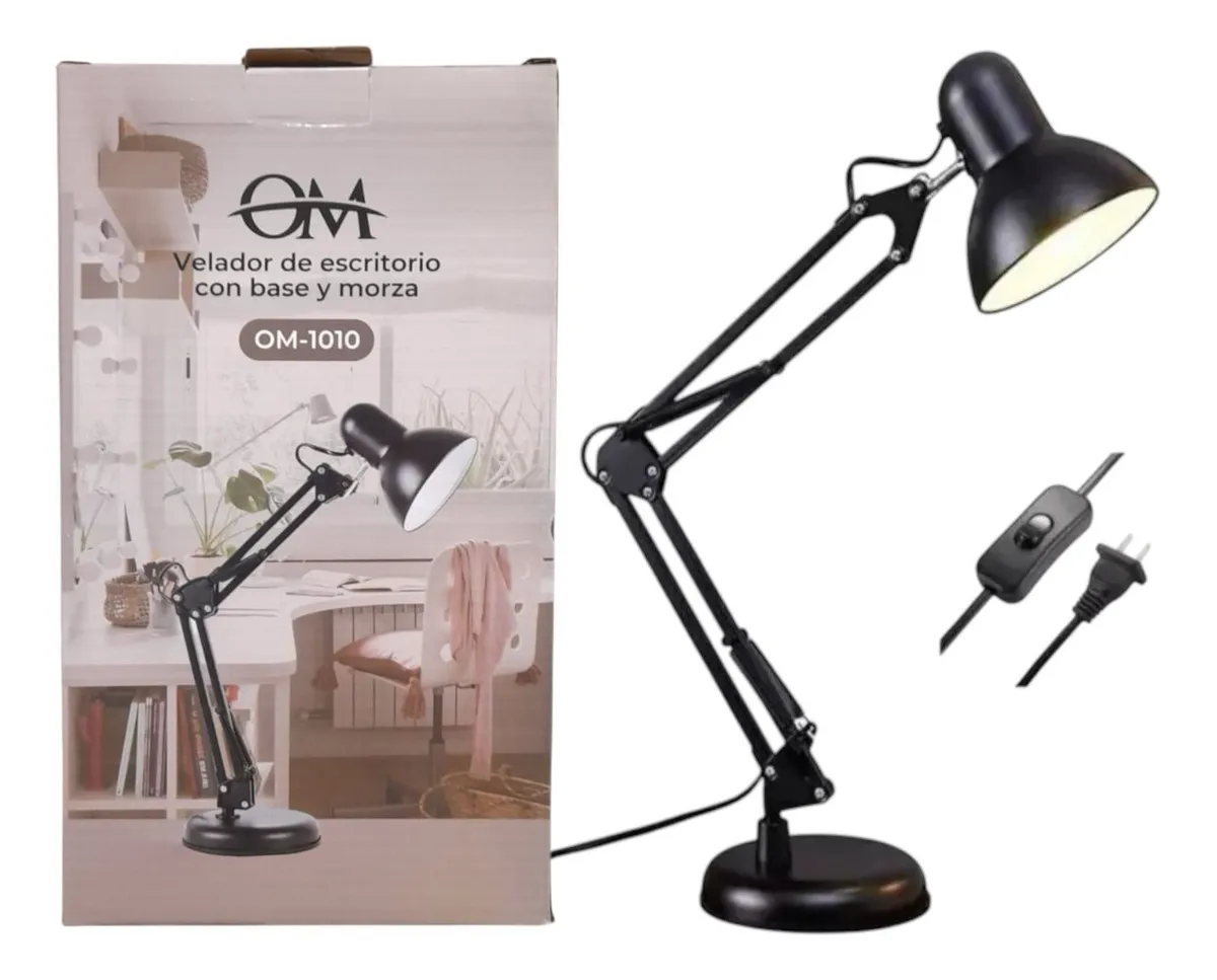 Velador Lampara Con Base Y Morsa Om 1010 220v - Imagen 2