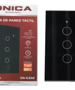 Alternative view of Llave De Luz Negro Inteligente Con Wi-Fi Onica Smart Vidrio 3 Módulos