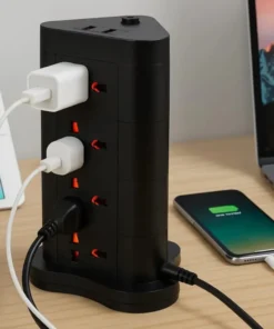 Torre Carga Zapatilla 12 Bocas + 1 Tipo C + 2 Usb 2200w Om