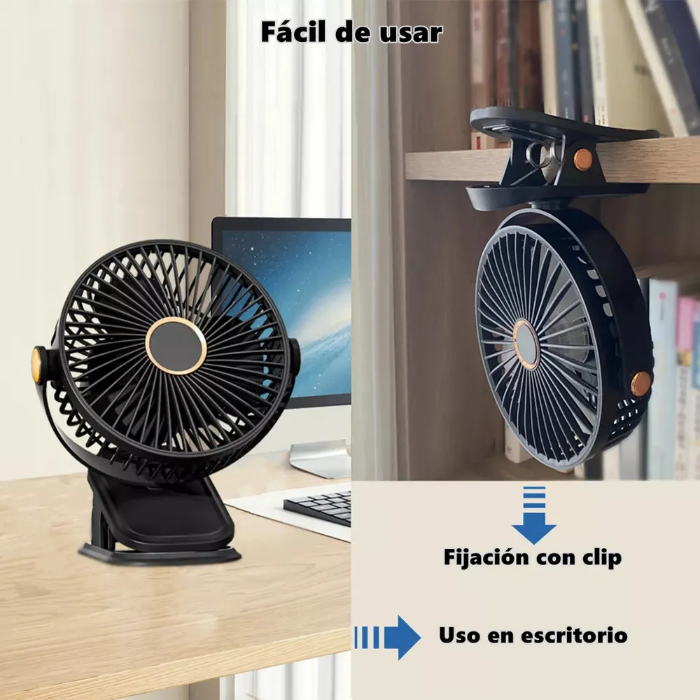 Ventilador Usb Recargable Con Broche Sl 616 16cm X 12cm