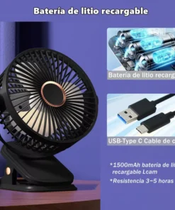 Alternative view of Ventilador Usb Recargable Con Broche Sl 616 16cm X 12cm