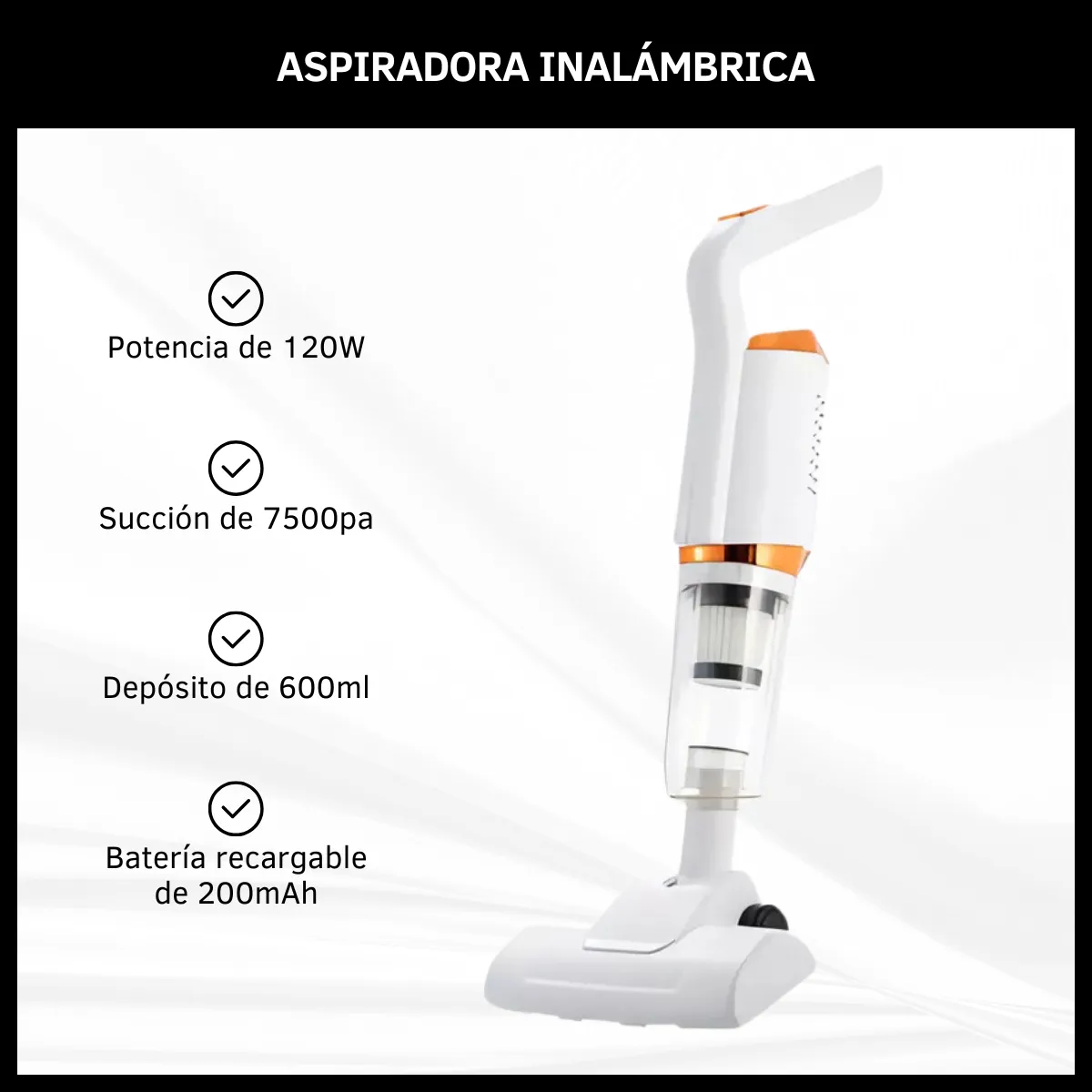 Aspiradora De Mano Inalambrica Alta Succion Dinax - Imagen 3