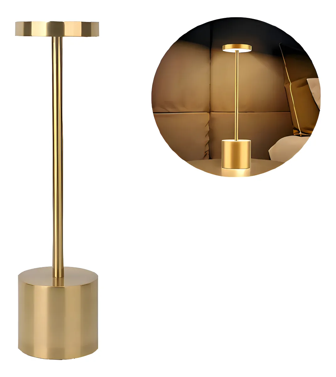 Lampara Velador Recargable Touch 83082 Dorado - Imagen 3