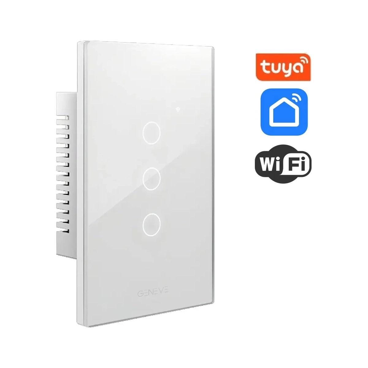 Llave De Luz Blanca Inteligente Con Wi-Fi Onica Smart Vidrio 3 Módulos
