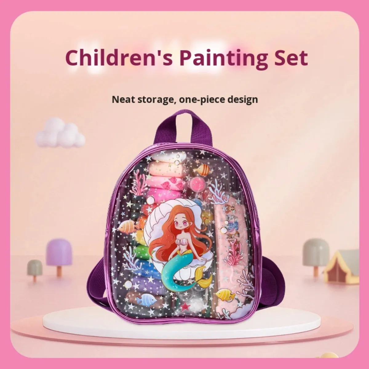 Mochila Infantil Con Kit Arte Rosa
