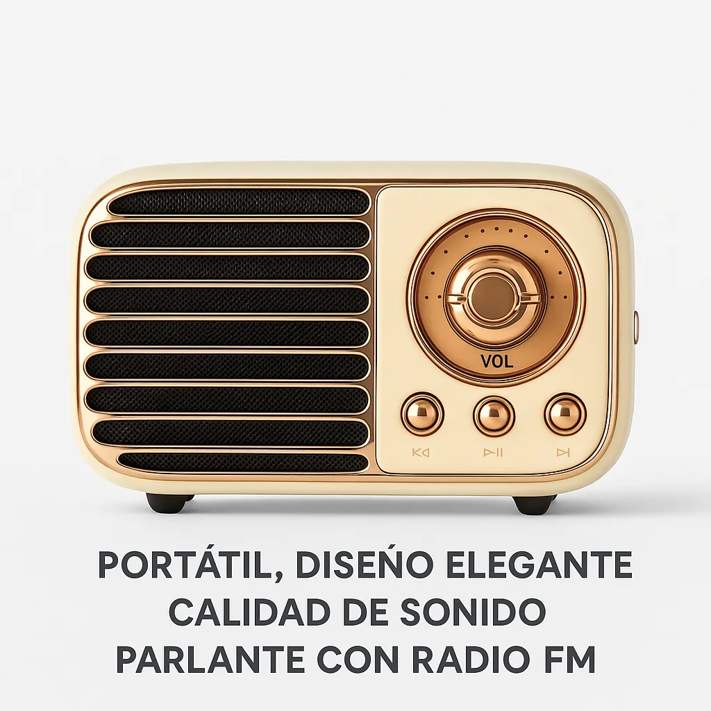 Parlante Radio Vintage Portatil Recargable - Imagen 2