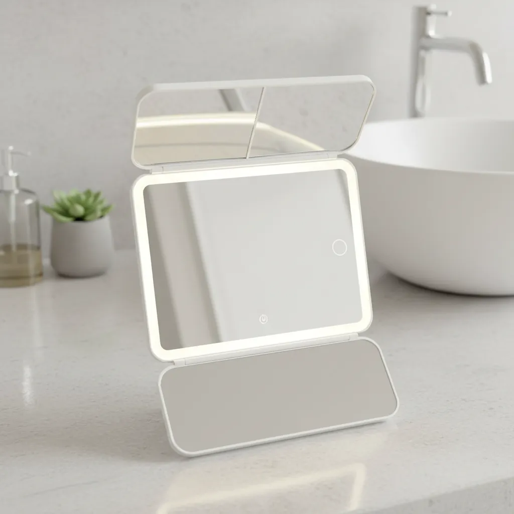 Espejo Triple Con Luz Led Tactil Recargable Time 91015
