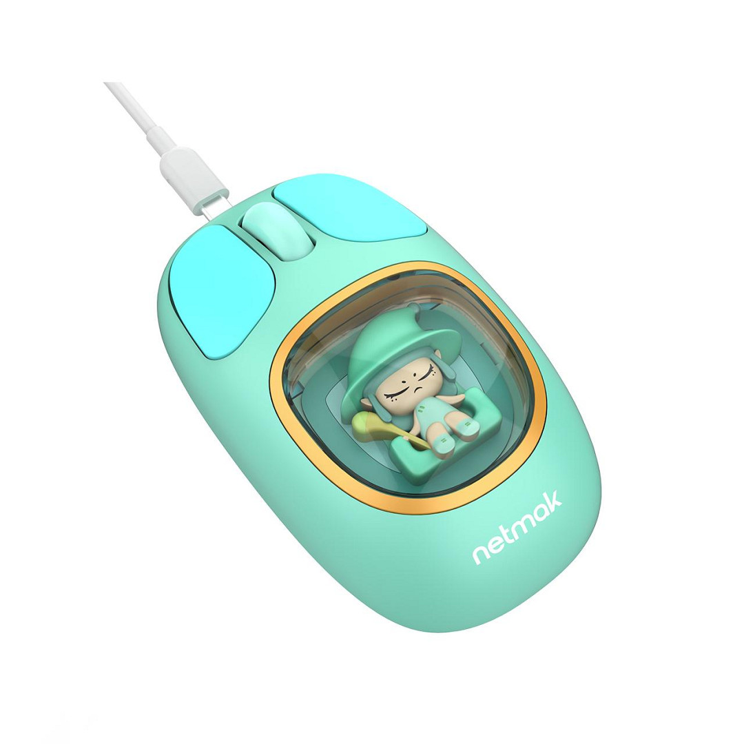 Mouse Inalambrico Kids Recargable Celeste 01 Netmak