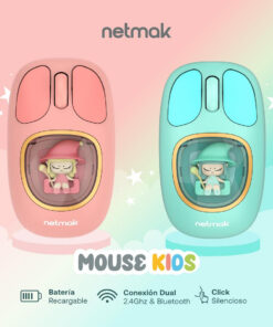 Mouse Inalambrico Kids Recargable Celeste 01 Netmak - Imagen 5