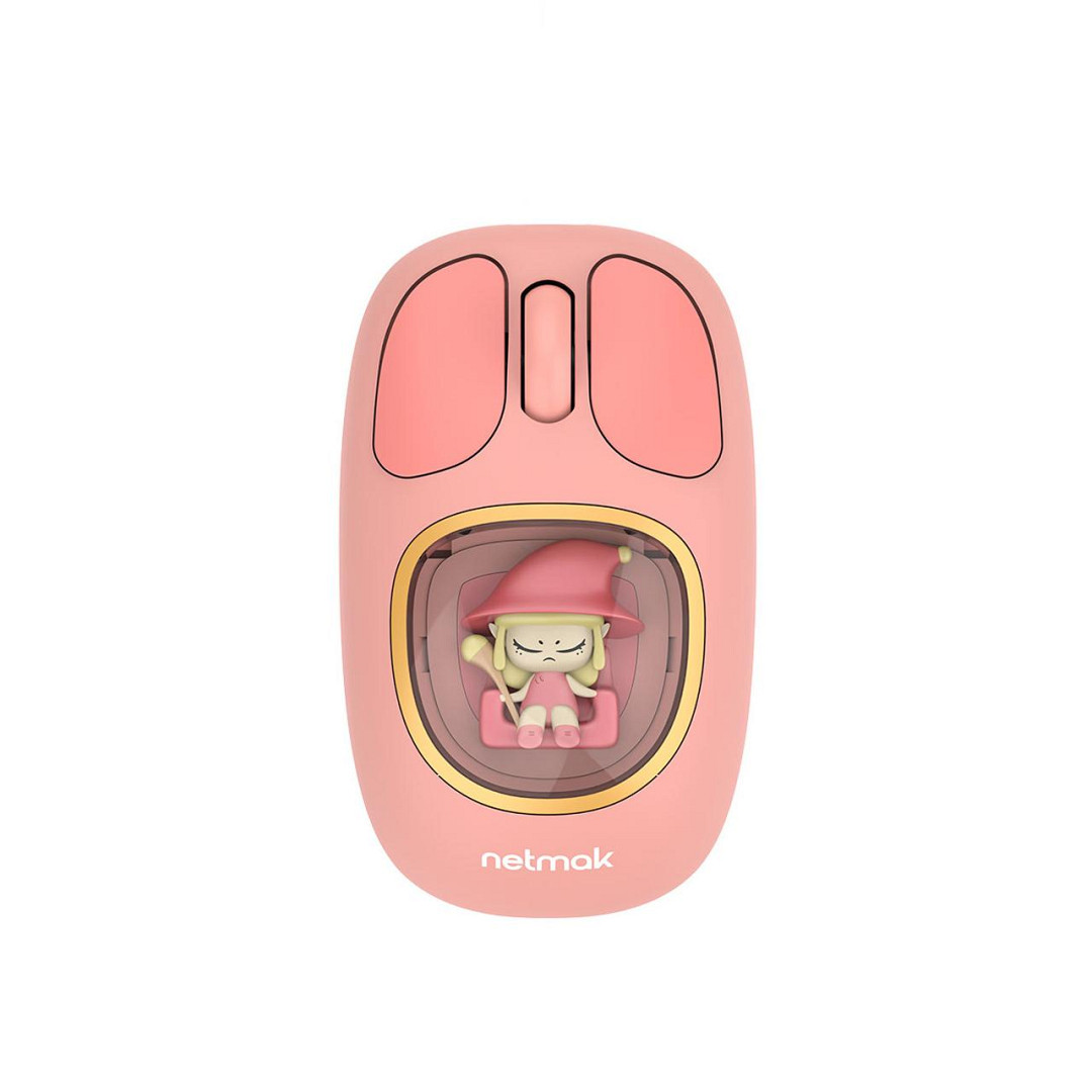 Mouse Inalambrico Kids Recargable Rosa 01 Netmak