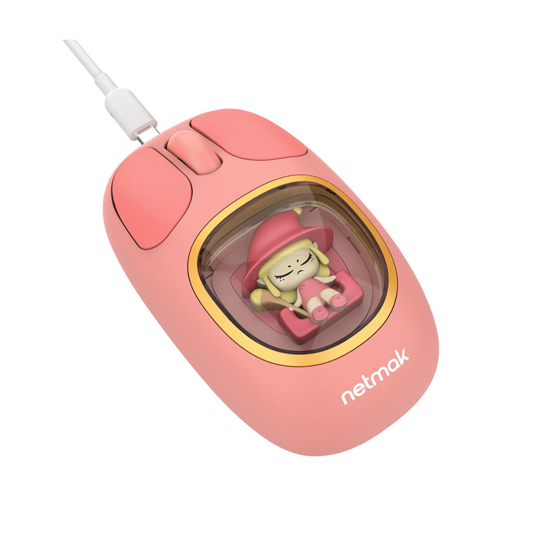 Mouse Inalambrico Kids Recargable Rosa 01 Netmak - Imagen 3