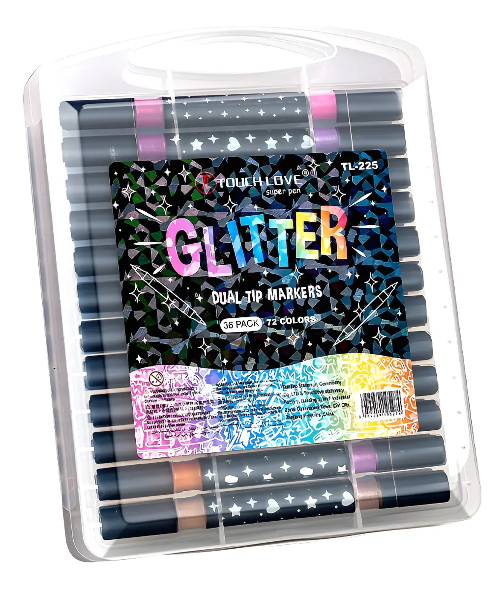 Estuche Marcadores Glitter Doble Punta X 24 Piezas