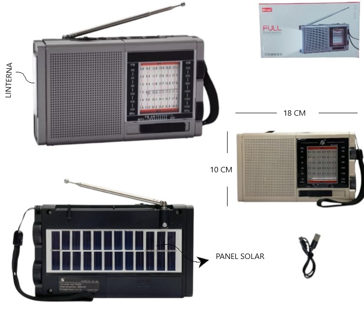 Radio Solar Portatil Fm Am con Linterna 1489 - Imagen 2